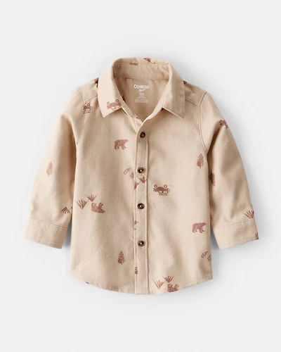 Baby Boy Outdoor Camping Button-Down Shirt - Tan