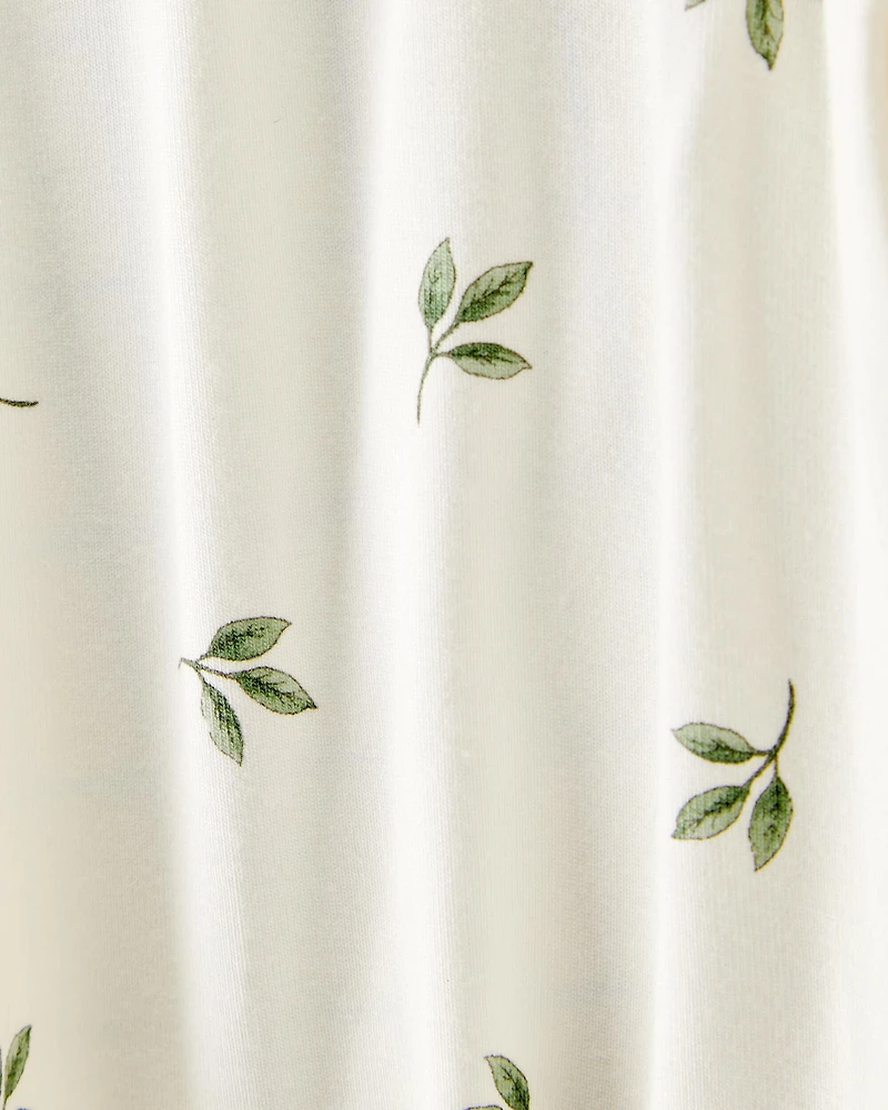 Baby Leaf Print 2-Way Zip PurelySoft Sleep & Play Pajamas - Ivory