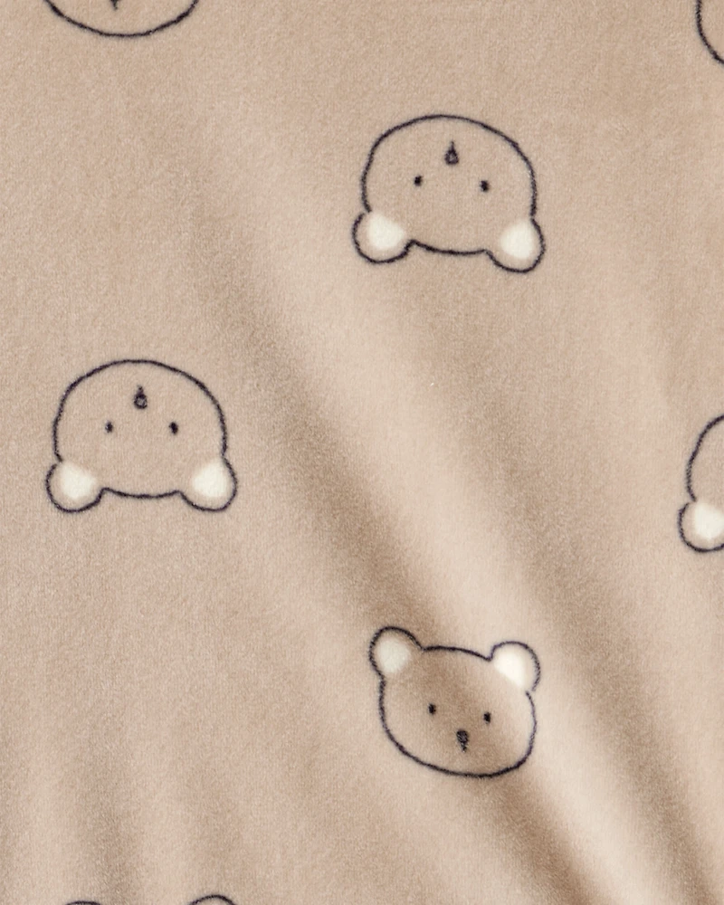 Baby Boy 2-Piece Bear Print Velour Sweatshirt & Pant Set - Brown