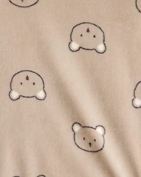 Baby Boy 2-Piece Bear Print Velour Sweatshirt & Pant Set - Brown