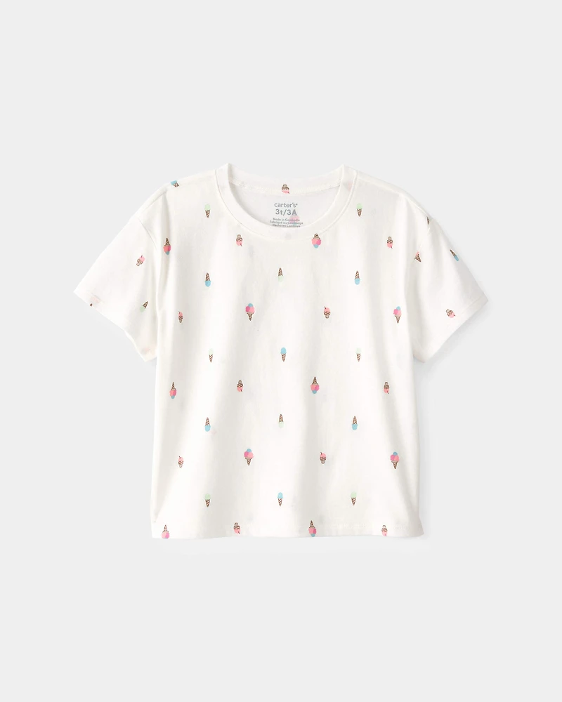 Toddler Girl Ice Cream Relaxed Top - Ivory