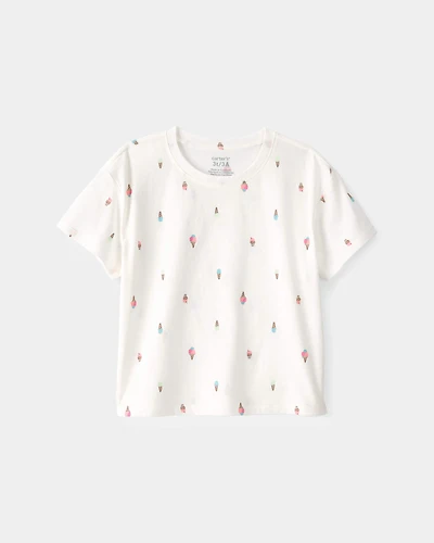 Toddler Girl Ice Cream Relaxed Top - Ivory
