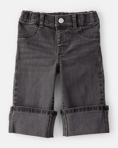 Baby Girl Denim Wide-Leg Cuff Jeans - Grey
