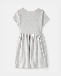 Girls Rib Short-Sleeve Dress - Grey