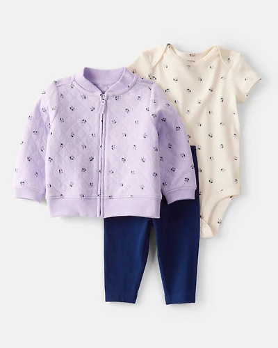 Baby 3-Piece Floral Quilted Little Jacket Set