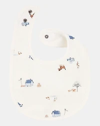 Baby 3-Pack Dog Bibs - Blue/Ivory