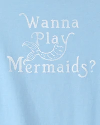 Girls Mermaid Graphic Tee - Blue