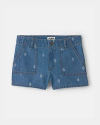 Girls Paisley Denim Shorts - Medium Wash