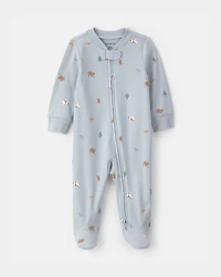 Baby Western 100% Cotton 2-Way Zip Sleep & Play Pajamas - Blue