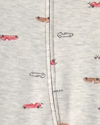 Baby Boy Race Car Cotton 2-Way Zip Sleep & Play Pajamas - Grey