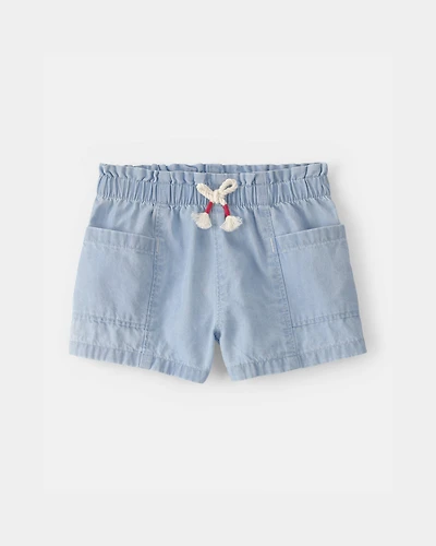 Baby Girl Chambray Shorts - Blue