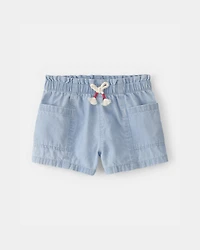 Baby Girl Chambray Shorts - Blue