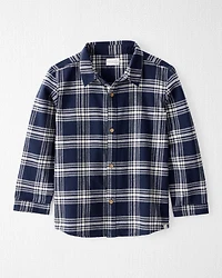 Kid Organic Cotton Button-Front Flannel Shirt