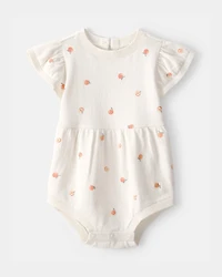 Baby Girl Peach Romper - Ivory