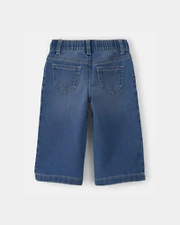 Baby Girl Drawstring Wide-Leg Jeans - Dark Wash