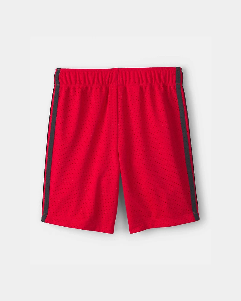 Boys Striped Mesh Active Shorts - Red