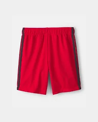 Boys Striped Mesh Active Shorts - Red
