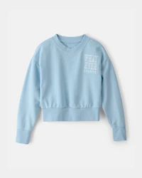 Girls 'Whatever Forever' French Terry Pullover Sweatshirt - Blue