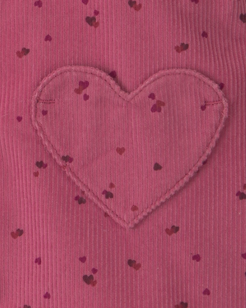 Baby Girl 3-Piece Heart Corduroy Long-Sleeve Dress Set - Pink/Cream