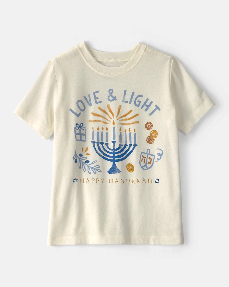 Baby Girl 2-Piece 'Happy Hanukkah' Tee & Stretch Leggings Set - Ivory/Navy