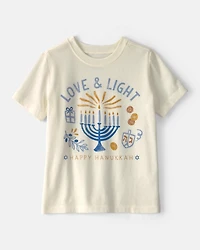 Baby Girl 2-Piece 'Happy Hanukkah' Tee & Stretch Leggings Set - Ivory/Navy
