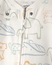 Baby Elephant 100% Cotton Snug Fit 1-Piece Pajama Set - Ivory
