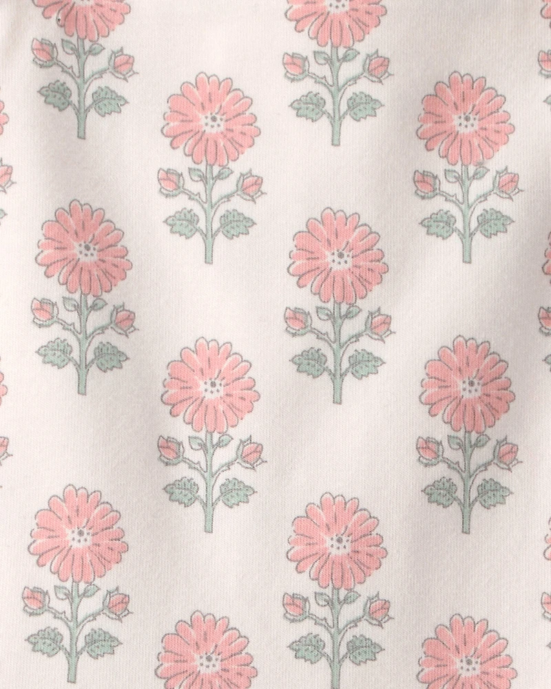 Toddler Girl Organic Cotton Tiered Dress in Rosebud Petal Print