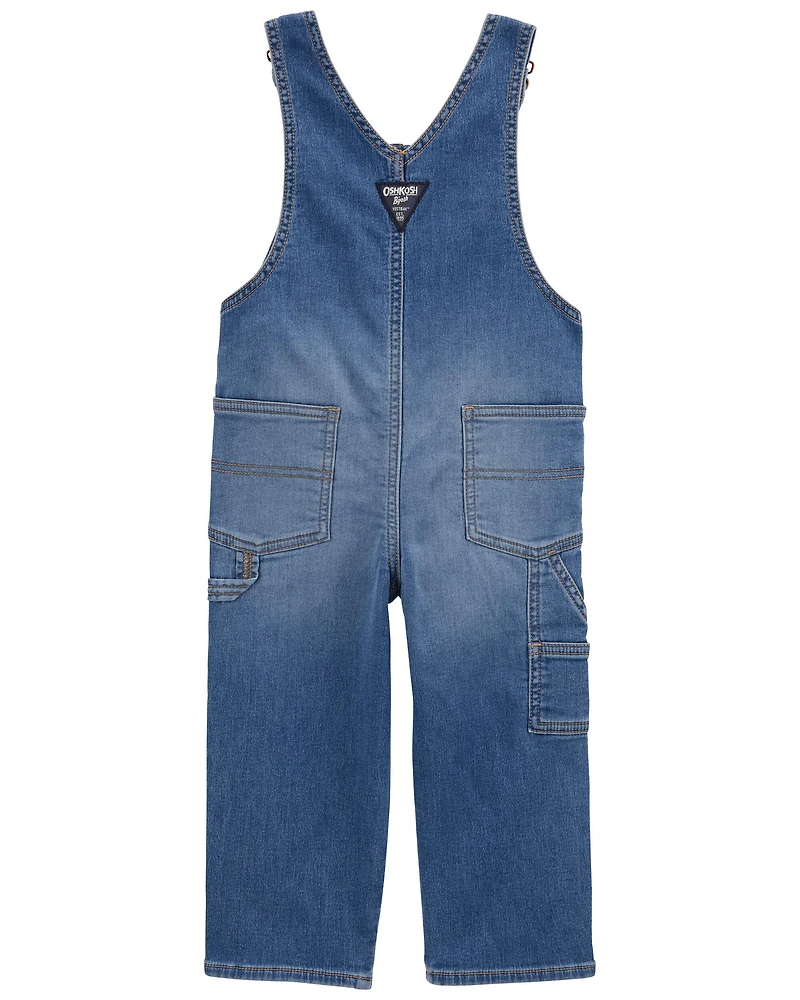 Toddler Stretch Denim Overalls - Medium Wash