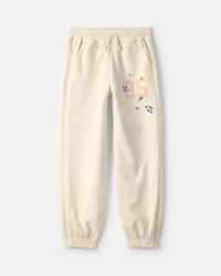 Girls '95' Floral French Terry Joggers - Cream