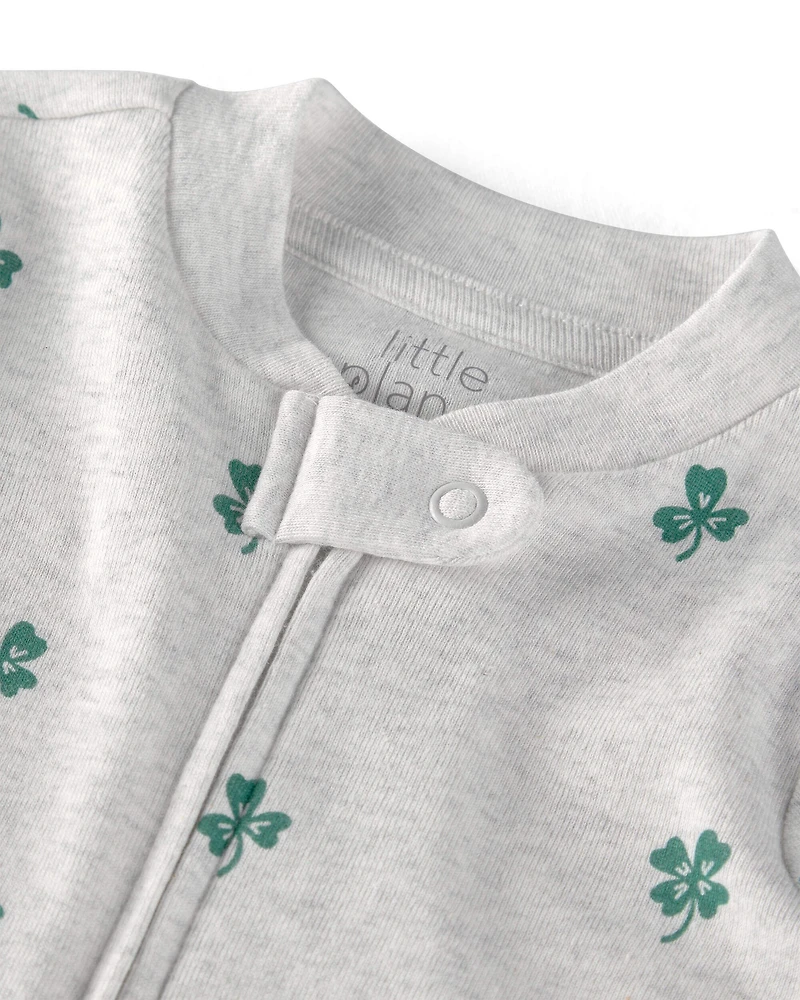 Baby Organic Cotton Sleep & Play Pajamas in Lucky Clovers Print