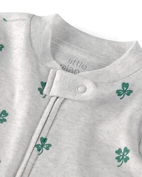 Baby Organic Cotton Sleep & Play Pajamas in Lucky Clovers Print