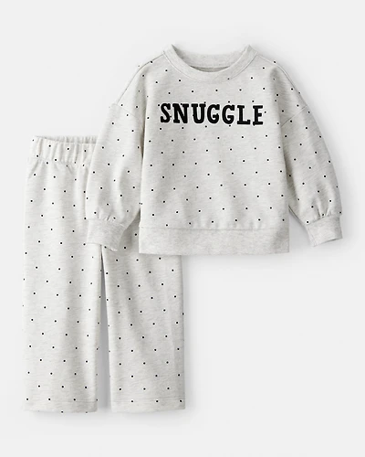 Baby Girl Snuggle Pullover & Pant Set - Grey