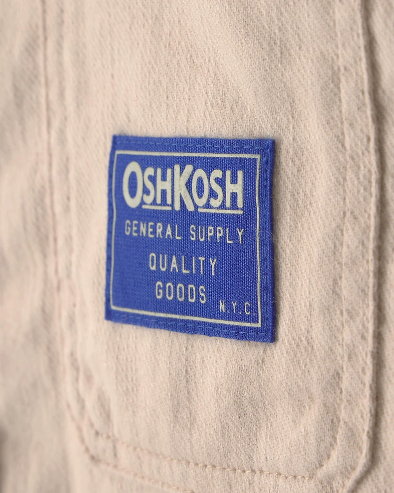 Boys Utility Button-Down Shirt - Beige