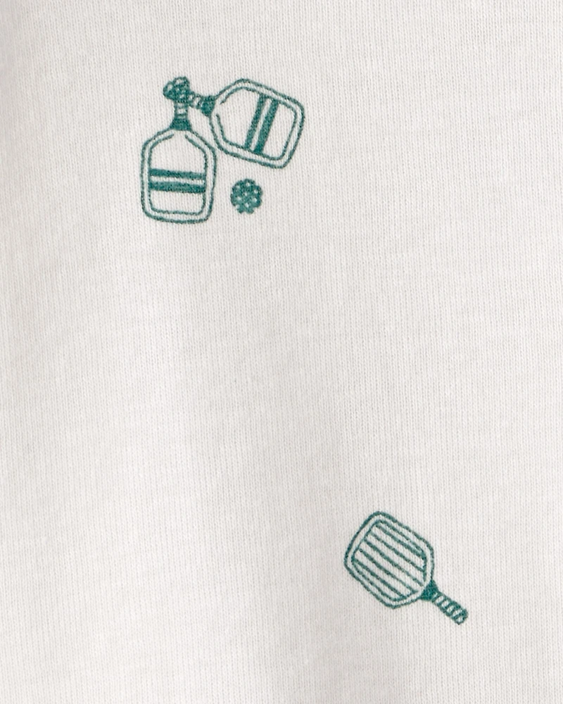 Baby Pickleball Short-Sleeve Romper - White