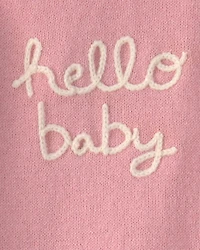 Baby Girl 2-Piece 'Hello Baby' Long-Sleeve Top & Pant Set - Pink