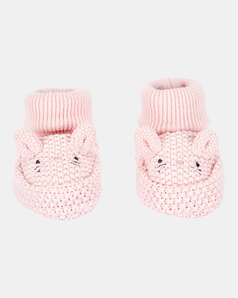 Baby Bunny Crochet Booties - Pink
