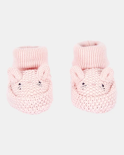 Baby Bunny Crochet Booties - Pink
