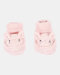 Baby Bunny Crochet Booties - Pink