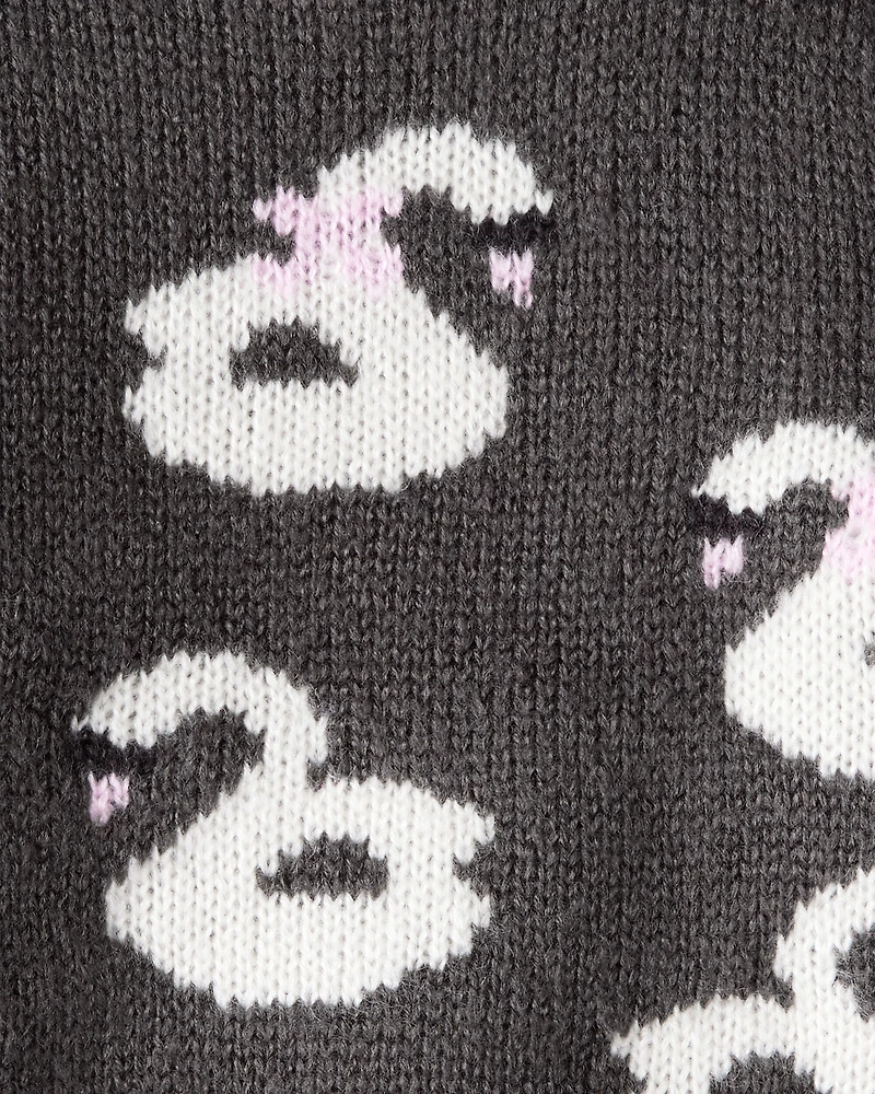Baby Girl Swan Sweater - Black
