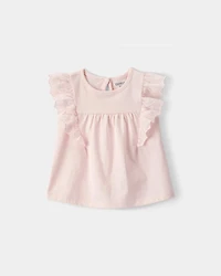 Baby Girl Eyelet-Sleeve Top - Pink