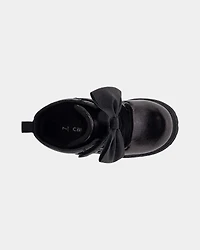 Toddler Girl Bow Ankle Boots - Black