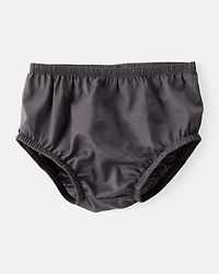 Baby Girl Floral Motif Chambray Long-Sleeve Dress - Grey