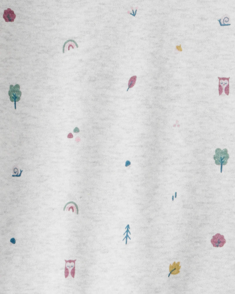 Baby Girl Organic Cotton Pajamas in Nature Icon Print