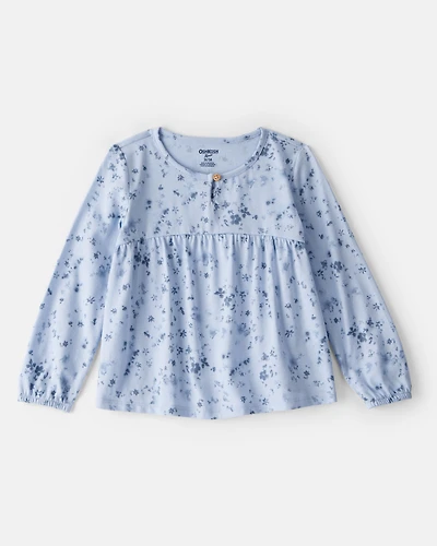 Toddler Girl Floral Top - Blue