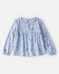 Toddler Girl Floral Top - Blue