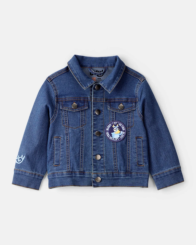 Baby Girl 2-Piece Bluey Denim Jacket & Skirt Set - Blue