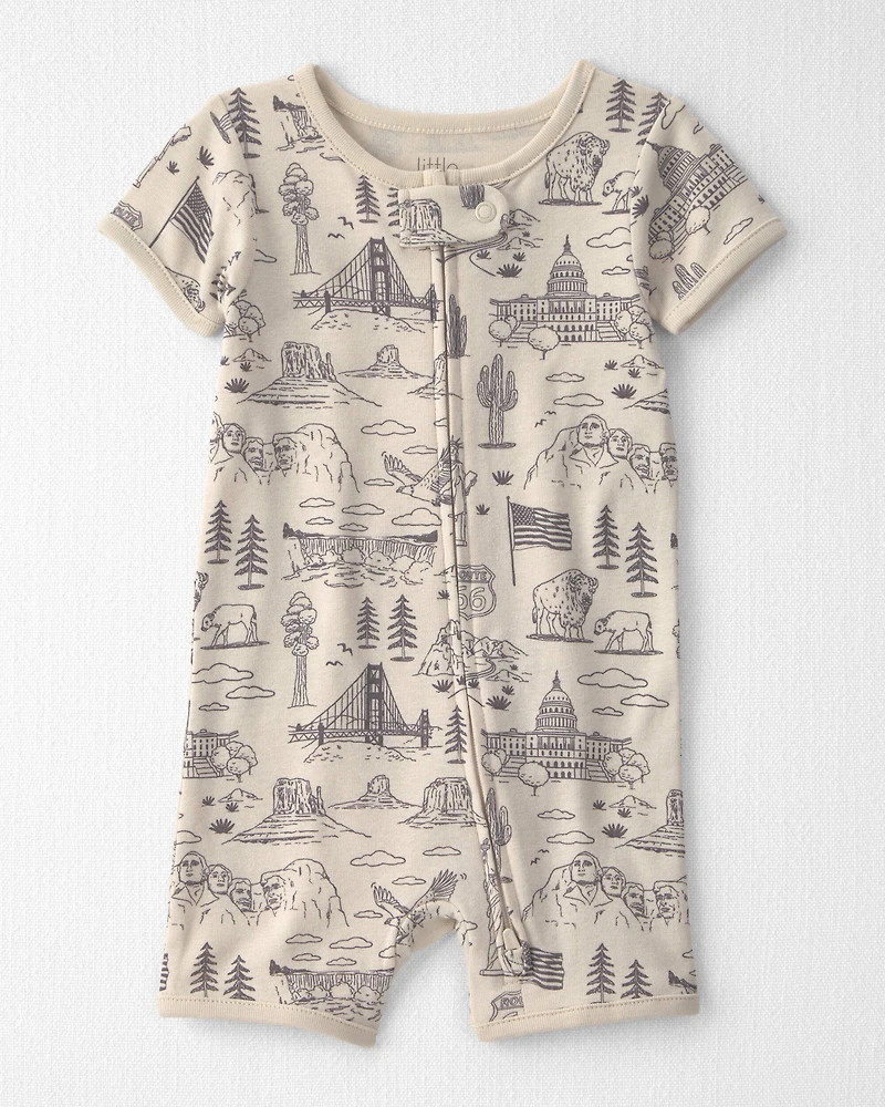 Baby Organic Cotton 1-Piece Pajama in Stars Stripes and Sights
