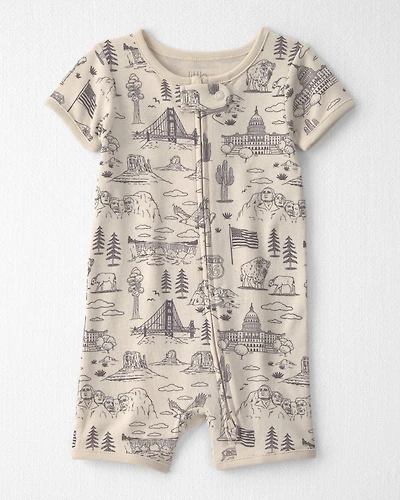 Baby Organic Cotton 1-Piece Pajama in Stars Stripes and Sights