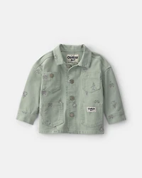 Baby Girl Floral Canvas Jacket - Green