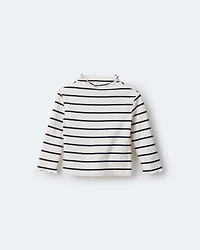 Toddler Girl Striped Mock Neck Ruffle Long-Sleeve Top - Black/White
